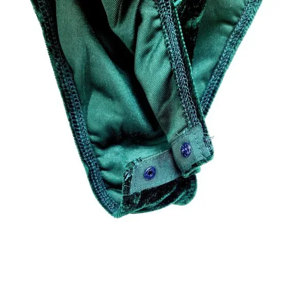 Emerald Green Velvet Bustier Bodysuit By Haute Monde Strapless Womens Size L - Picture 8 of 9